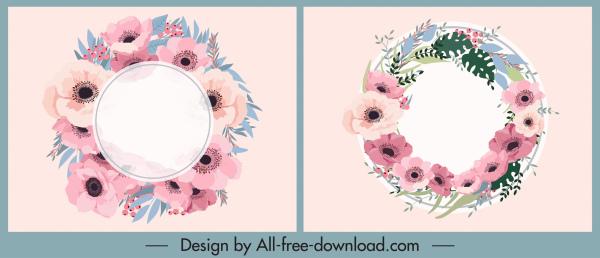 floral wreath icons colored classic flat design