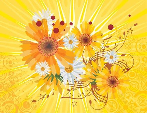 Flower Abstract Yellow Vector Background