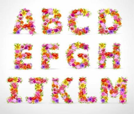 alphabet icons modern colorful botanical decor