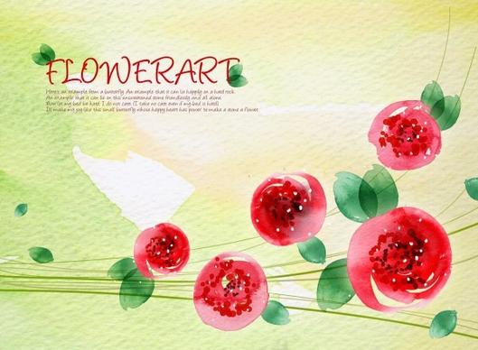 flower art watercolor pattern background psd layered 2
