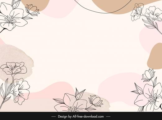flower background template classical handdrawn outline 