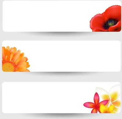 flowers background templates horizontal design colored petals icons