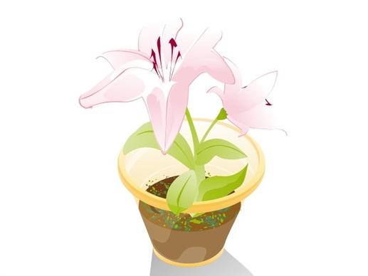 flower pot vector design with color style