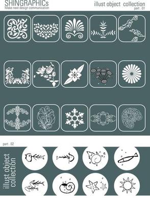 flower fish starfish icons vector