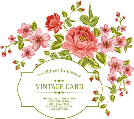 flower frame vintage card vector