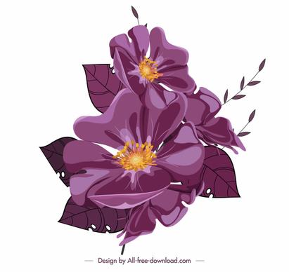 flower icon classic shiny violet design