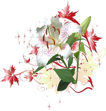 white flower background colorful realistic style