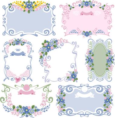 flower ornament frames vector set