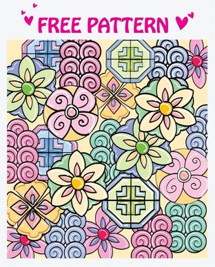 floral pattern colorful flat doodle decor