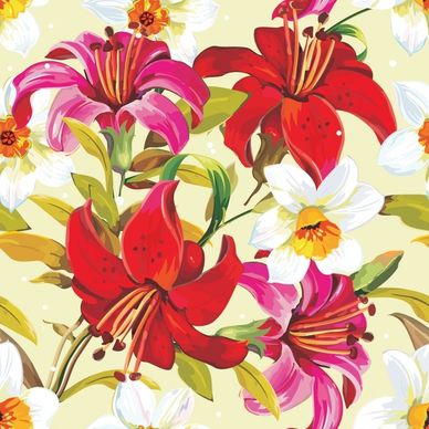 flowers painting colorful retro handdrawn blossom sketch