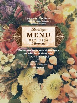 flower restaurant menu cover vintage styles vector