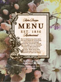 flower restaurant menu cover vintage styles vector