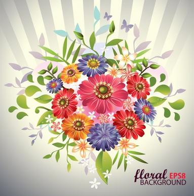 floral background colorful bright blooming design