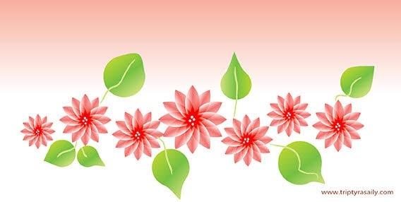 floral background red flowers green leaves design