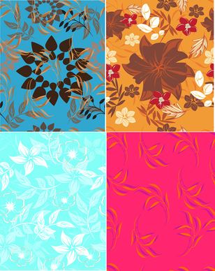 flower vintage vector seamless pattern set