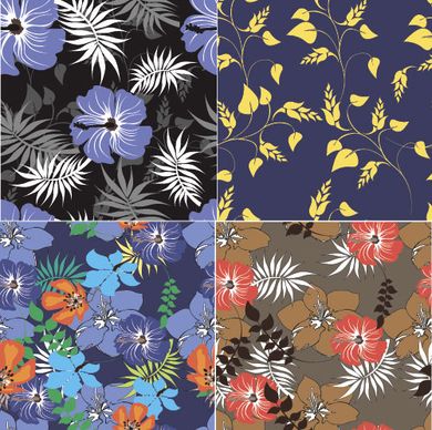 flower vintage vector seamless pattern set