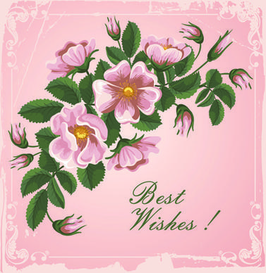 flower wishes card vector
