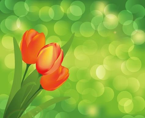 Flower with Green Background Vector Art