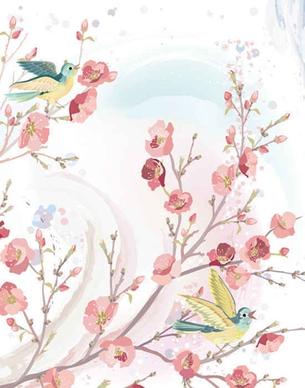 flowers and birds background vector