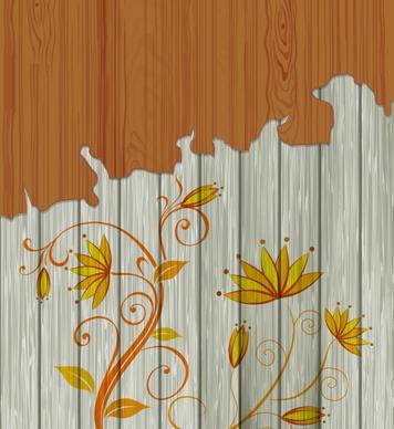 flowers background colored sketch scaled off wooden decoration