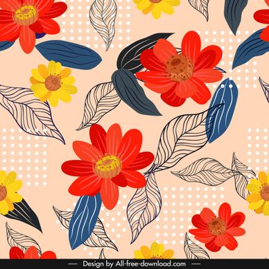 flowers background colorful classical handdrawn sketch
