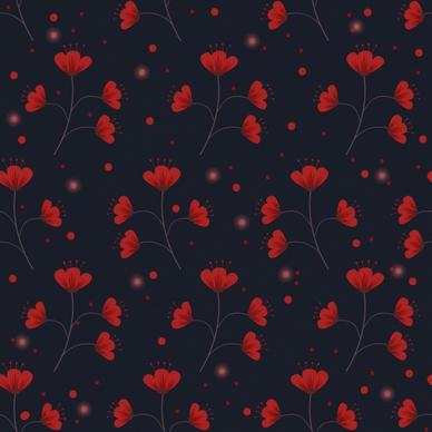 flowers background dark red repeating icons pattern