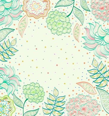 flowers background multicolored handdrawn decoration
