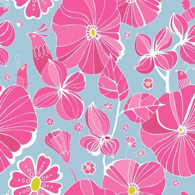 flowers background pattern vector line art