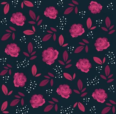 flowers background red rose icons repeating design