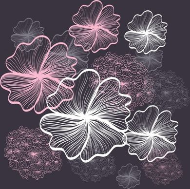 flowers background sparkling contrast sketch