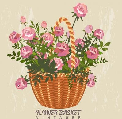 flowers basket background colored classical decor