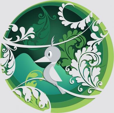 flowers bird background classical curves decoration