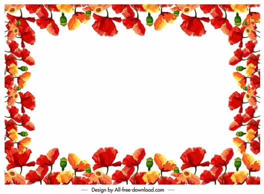 flowers border template colorful blooming decor