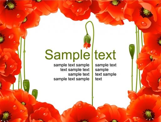 flower border template petals icons red realistic design