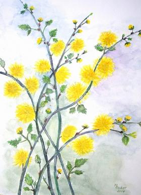 flowers branches painting