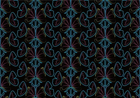 flowers butterflies pattern outline colorful repeating design