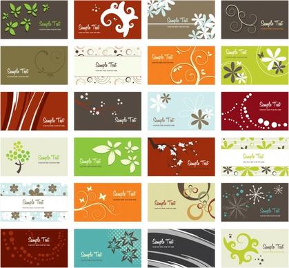 card templates nature theme leaf tree flowers icons