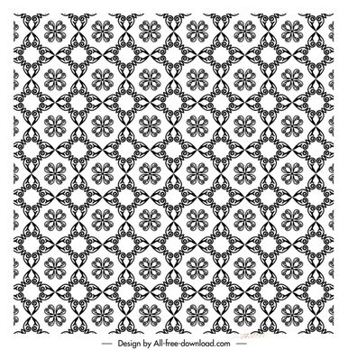 flowers classic style pattern template black white flat repeating design