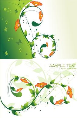 flowers green leaves background vector