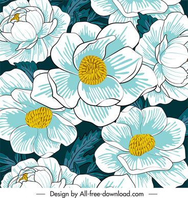 flowers painting colored classical closeup design