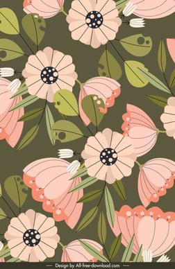 flowers painting colorful classical flat design