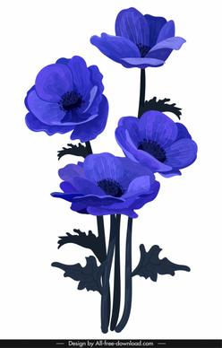 flowers painting dark violet decor