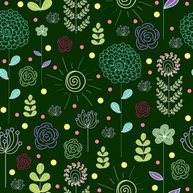 flowers pattern background colorful hand drawn decoration