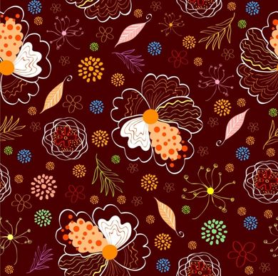 flowers pattern background colorful repeating hand drawn sketch