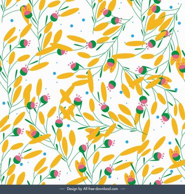 flowers pattern colorful classical flat handdrawn sketch