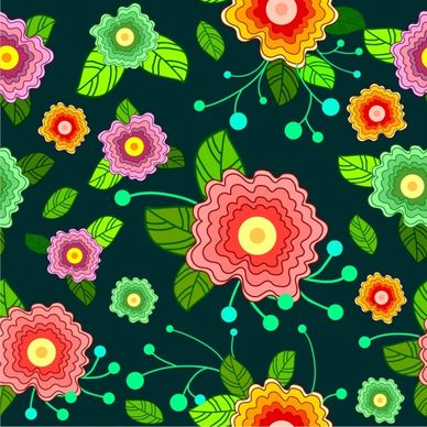 flowers pattern design various colorful floral icons decoration