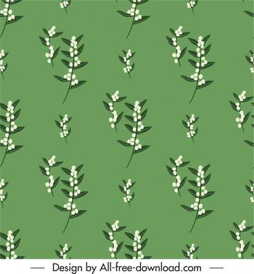 flowers pattern flat repeating design green white decor
