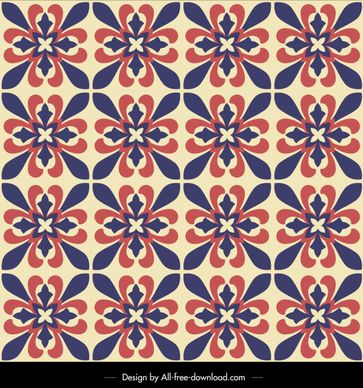 flowers pattern template retro symmetrical repeat design
