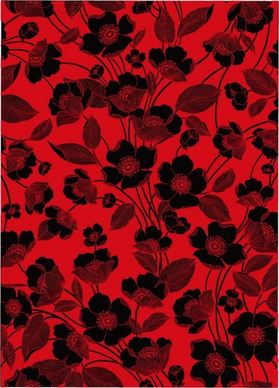 flowers red and black background vector lines