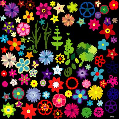 flowers sets collection vector illustration with various shapes